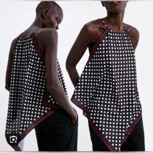 ZARA POLKA DOT BLACK WHITE TOP, S